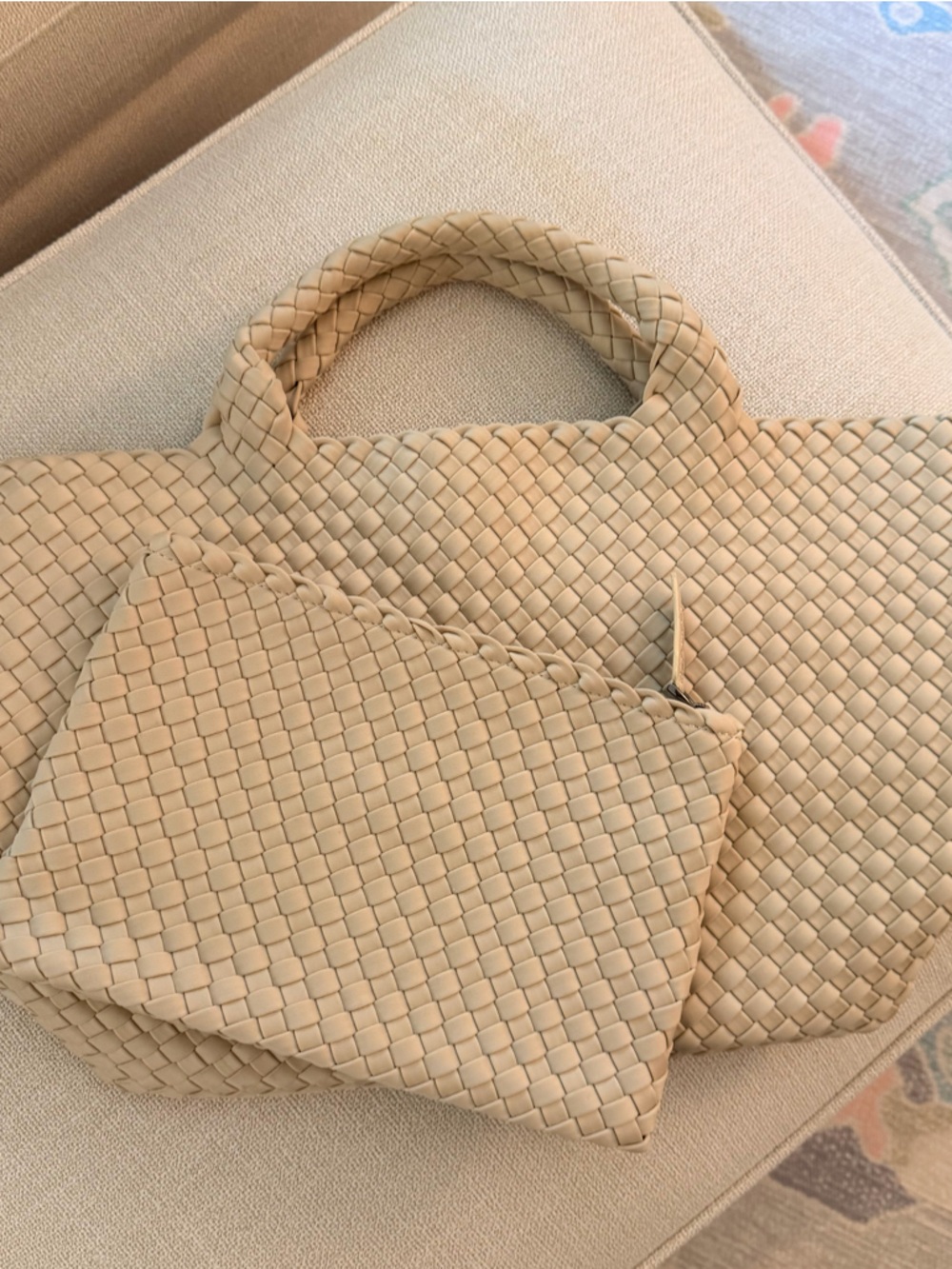 Naghedi Medium St Barth’s Tote in Ecru with matching pouch